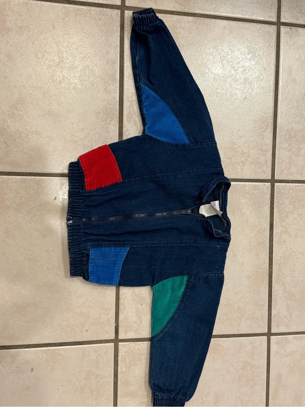 Vintage Buster Brown Color Block Zip Jacket 18M Made in USA Retro 80s 90s